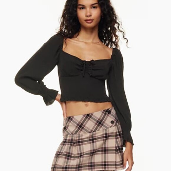 NWT Black Aritzia Wilfred Babaton Sunday Best Sinatra Longsleeve Blouse size s - Picture 2 of 9